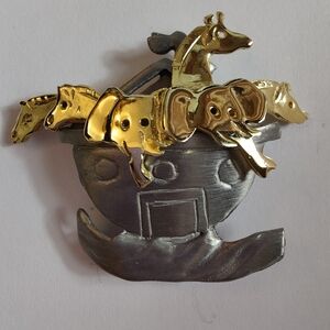 UltraCraft Noah’s Ark Animal Brooch Gold & Silver Tone Vintage Pin‎